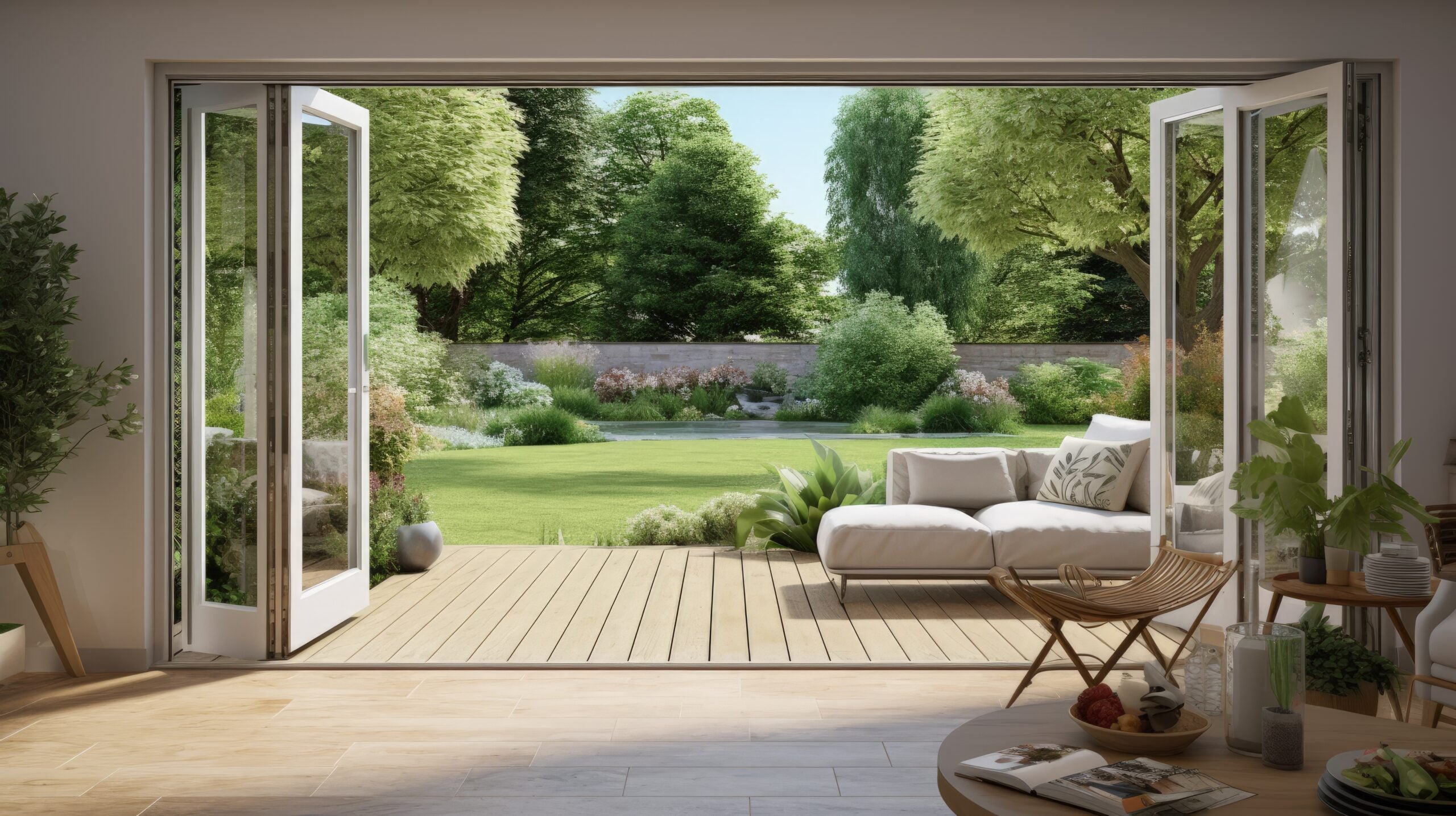 Aluminum Bifold Door 240"Wx96"H - OUT SWING FROM EXTERIOR VIEW image 4